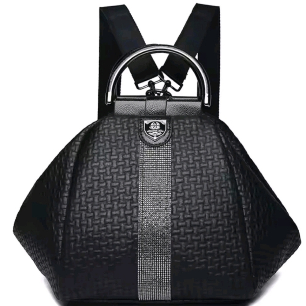New Jingpin Black Multifunctional Backpack Crossbody Duffle FauxLeather - Picture 12 of 12